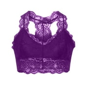 Women Sexy Racerback Lace Bras Floral Lace Padded Breathable Bralette Bustier Sports Bras Crop Tops